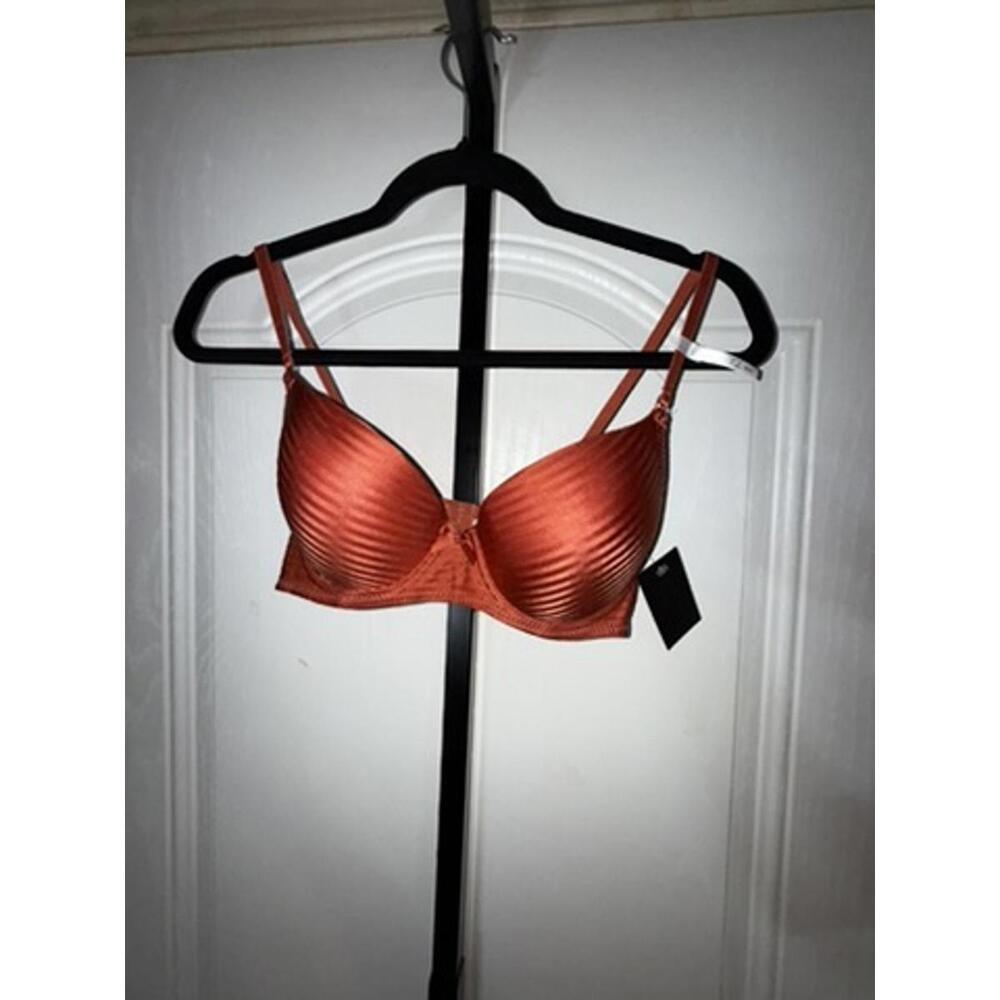 Frederick's of Hollywood "Amira" Bra 36C rust Satin Stripe NWT